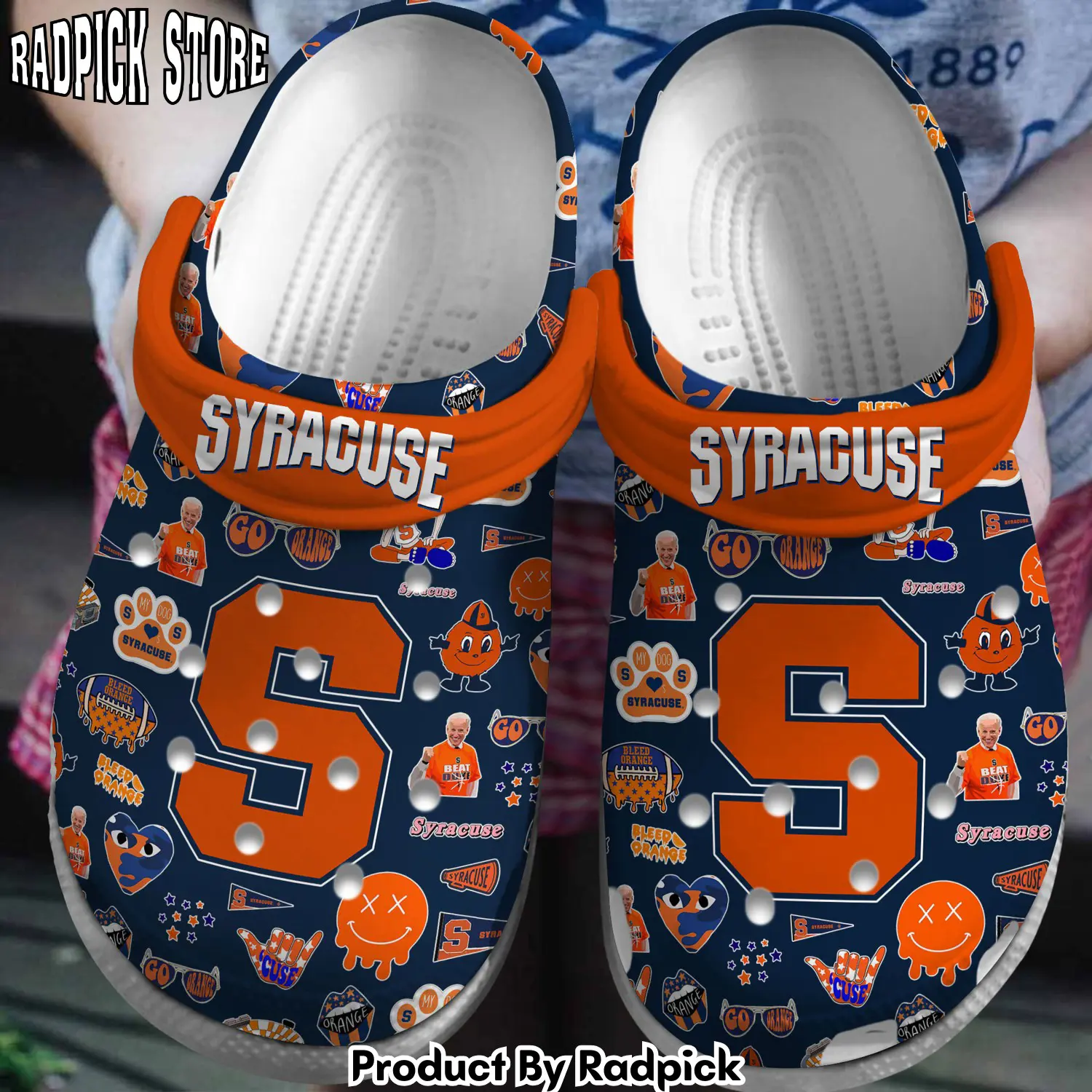 Radpick syracuse orange ncaa sport crocss crocband clogs shoes comfortable for men women and kids rp6521009